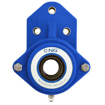 NG wasserdicht Flanschlager F3 Ø25, 3-Loch, offener Deckel, blau
