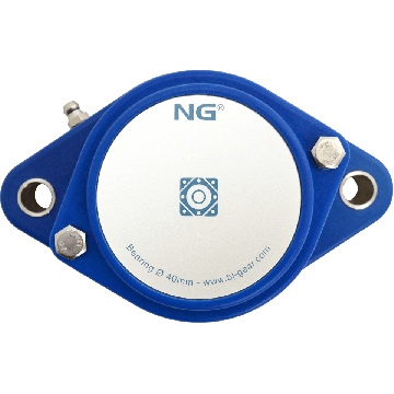 NG waterproof flange bearing F2 Ø40, 2-bolt, closed cover, blue