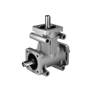 Poggi right angle gearbox 2008, R1:3, D1/2, Ø14h7, 3-way, Reduced backlash, Aluminium