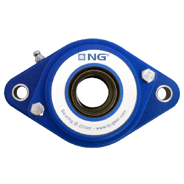 NG wasserdicht Flanschlager F2 Ø20, 2-Loch, offener Deckel, blau