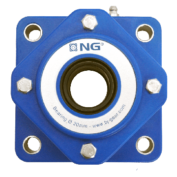 NG wasserdicht Flanschlager F3 Ø20, 3-Loch, offener Deckel, blau