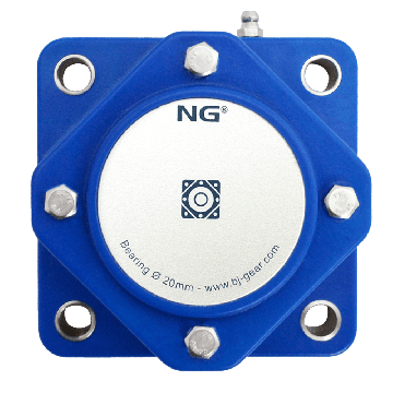 NG wasserdicht Flanschlager F4 Ø20, 4-Loch, geschlossen Deckel, blau