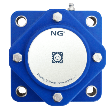 NG wasserdicht Flanschlager F4 Ø25, 4-Loch, geschlossen Deckel, blau