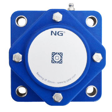 NG wasserdicht Flanschlager F4 Ø30, 4-Loch, geschlossen Deckel, blau