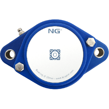 NG wasserdicht Flanschlager F2 Ø30, 2-Loch, geschlossen Deckel, blau