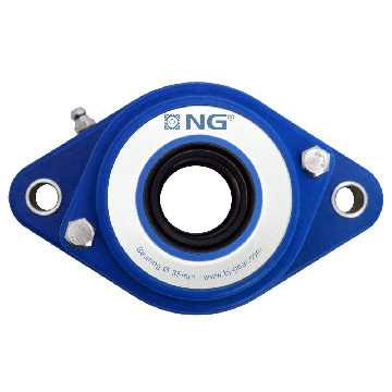 NG vandtæt flangeleje F2 Ø35, 2-huls, åbent dæksel, blå