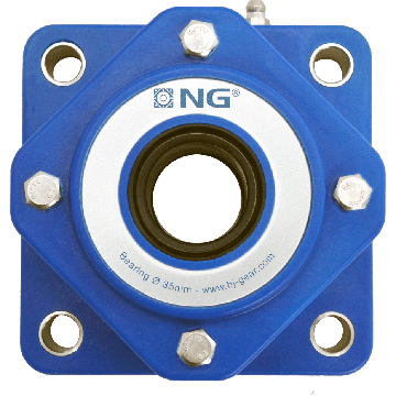 NG wasserdicht Flanschlager F4 Ø35 4-Loch, offener, blau