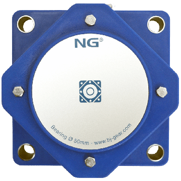 NG waterproof flange bearing F4 Ø50, 4-bolt, closed cover, blue