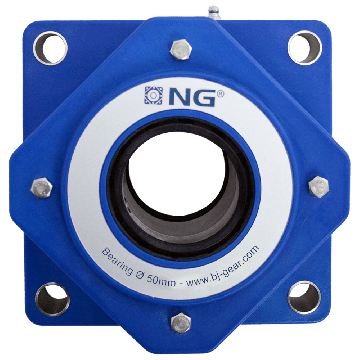 NG waterproof flange bearing F4 Ø50, 4-bolt, open cover, blue