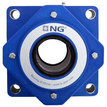 NG wasserdicht Flanschlager F4 Ø60, 4-Loch, offener Deckel, blau