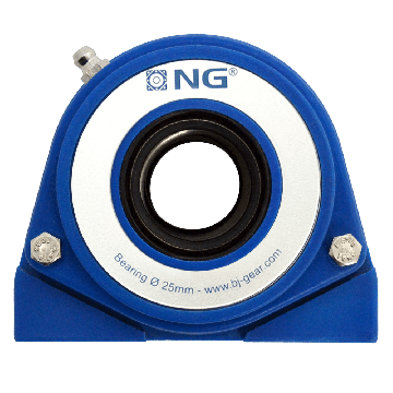 NG wasserdicht Stehlager mit Gewinde S2 Ø25, 2-Loch, offen Deckel, Blau