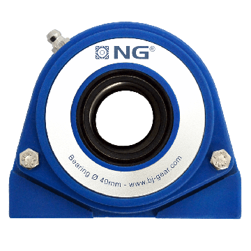 NG wasserdicht Stehlager mit Gewinde S2 Ø40, 2-Loch, offen Deckel, Blau