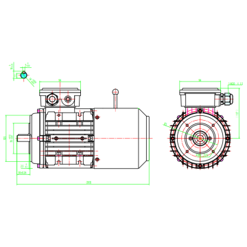 Busck Wechestrommotor mit Bremse T3AB90S-6, 0.75kW, 950RPM, 230/400V, 50Hz, Aluminium