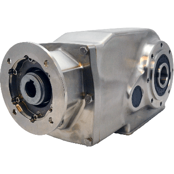 Clean-Geartech X73N, Kegelstirnradgetriebe Ø40H7 Hohlwelle, 17,21:1, Eingang 100/112B14, B3, Edelstahl