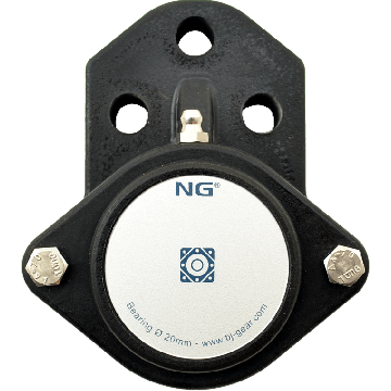 NG waterproof flange bearing F3 Ø20, 3-bolt, closed cover