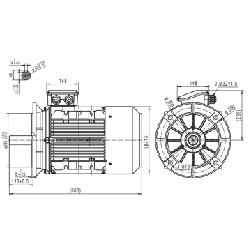 Busck AC motor T3CR180L-4B3, 22kW, 1460RPM, 400/690V, 50Hz, aluminium