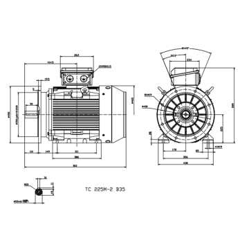 Busck AC motor T3CR225M-2B35, 45kW, 2950RPM, 400/690V, 50Hz, aluminium