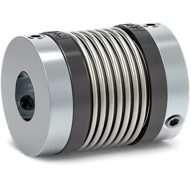 R+W MK1 100 43 10 10 miniature bellow coupling, stainless steel and aluminium