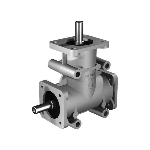 Poggi right angle gearbox 2000, R1:1, D1, Ø8h7, 2-way, Aluminium