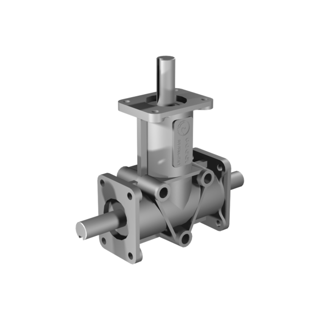 Poggi vinkelgear 4008, R1:1, D1/2, Ø15f7, 3-vejs, Aluminium