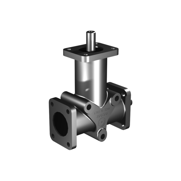 Poggi right angle gearbox 5000, R1:2, D1, Ø8f7, 2-way, Stainless steel