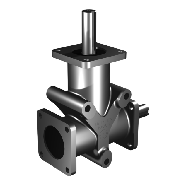 Poggi vinkelgear 5032, R1:2, D1, Ø25f7, 2-vejs, Rustfri