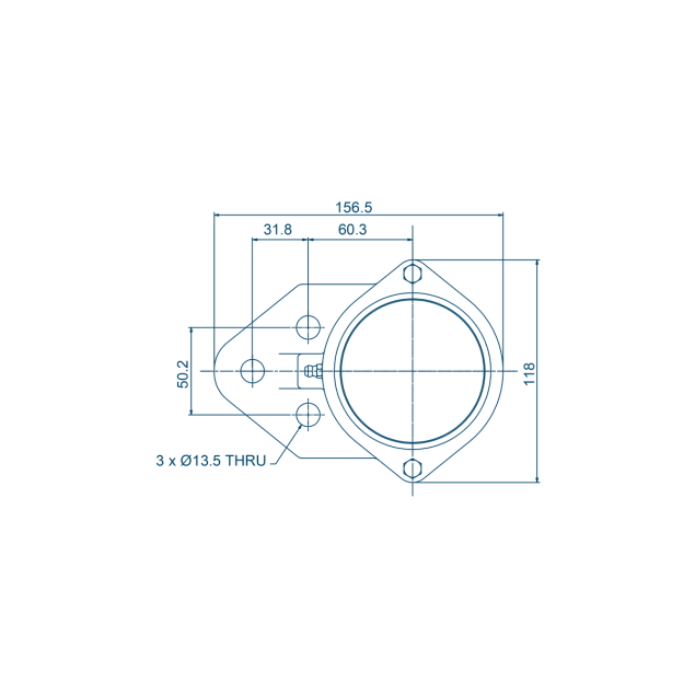 NG waterproof flange bearing F3 Ø35, 3-bolt, closed cover