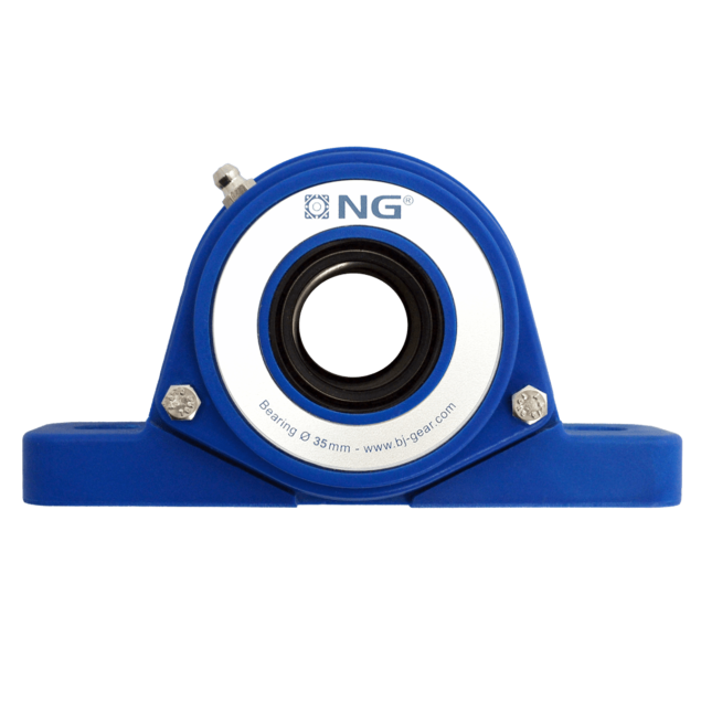 NG waterproof pillow block bearing SF2 Ø35, 2-bolt, open cover, blue