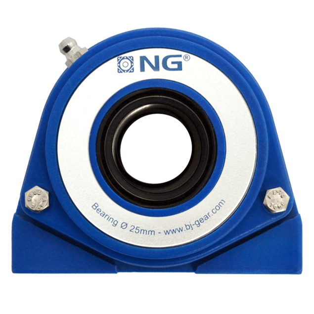 NG waterproof pillow block bearing with thread S2 Ø25, 2-bolt, open cover, blue