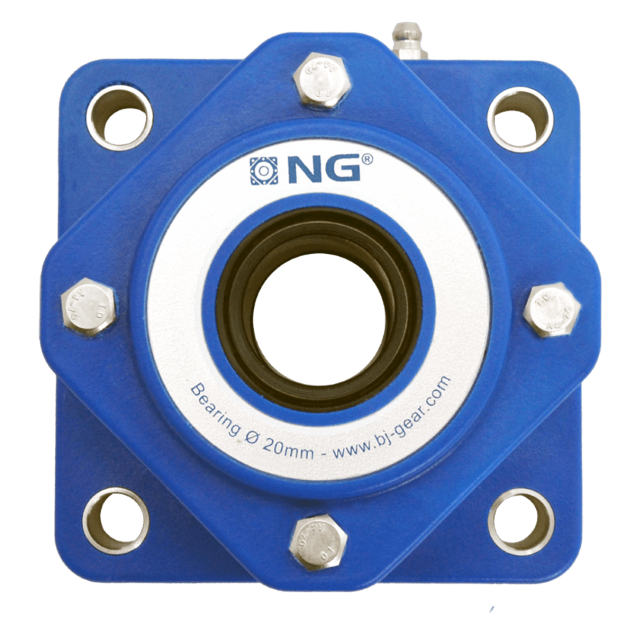 NG waterproof flange bearing F4 Ø20, 4-bolt, open cover, blue