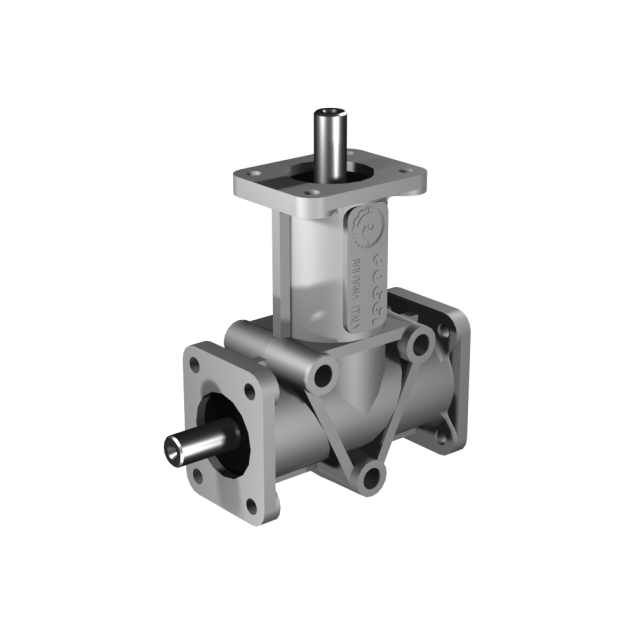 Poggi right angle gearbox 4000, R1:2, D2, Ø8h7, 2-way, Aluminium