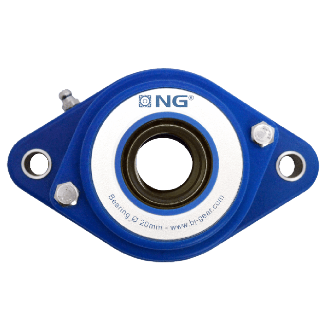 NG wasserdicht Flanschlager F2 Ø20, 2-Loch, offener Deckel, blau