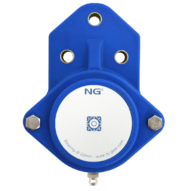 NG waterproof flange bearing F3 Ø20, 3-bolt, closed cover, blue