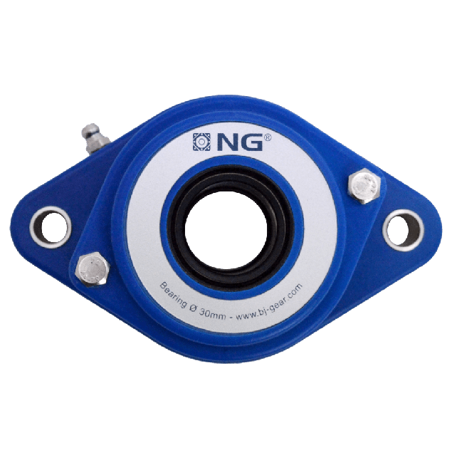 NG wasserdicht Flanschlager F2 Ø30, 2-Loch, offener Deckel, blau