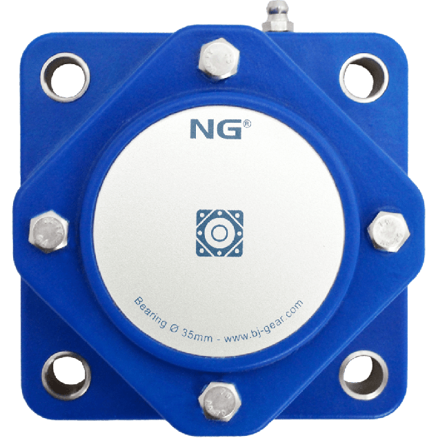 NG wasserdicht Flanschlager F4 Ø35, 4-Loch, geschlossen Deckel, blau