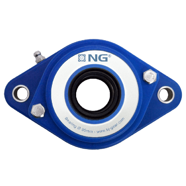 NG wasserdicht Flanschlager F2 Ø35, 2-Loch, offener Deckel, blau