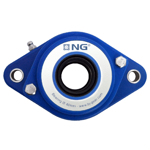 NG wasserdicht Flanschlager F2 Ø40, 2-Loch, offener Deckel, blau