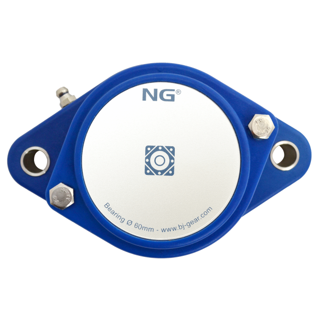 NG wasserdicht Flanschlager F2 Ø60, 2-Loch, geschlossen Deckel, blau