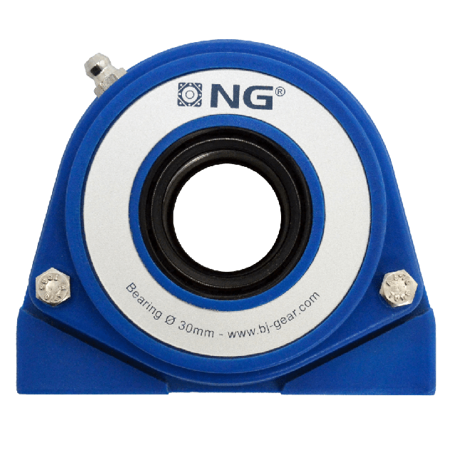 NG waterproof pillow block bearing with thread S2 Ø30, 2-bolt, open cover, blue