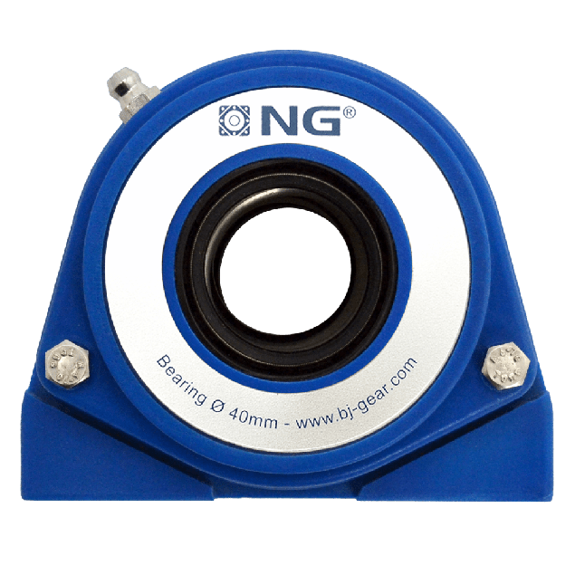 NG waterproof pillow block bearing with thread S2 Ø40, 2-bolt, open cover, blue