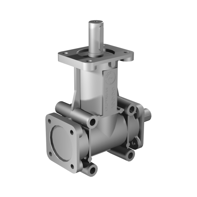 Poggi vinkelgear 2032, R1:2, D1, Ø24h7, 2-vejs, Aluminium