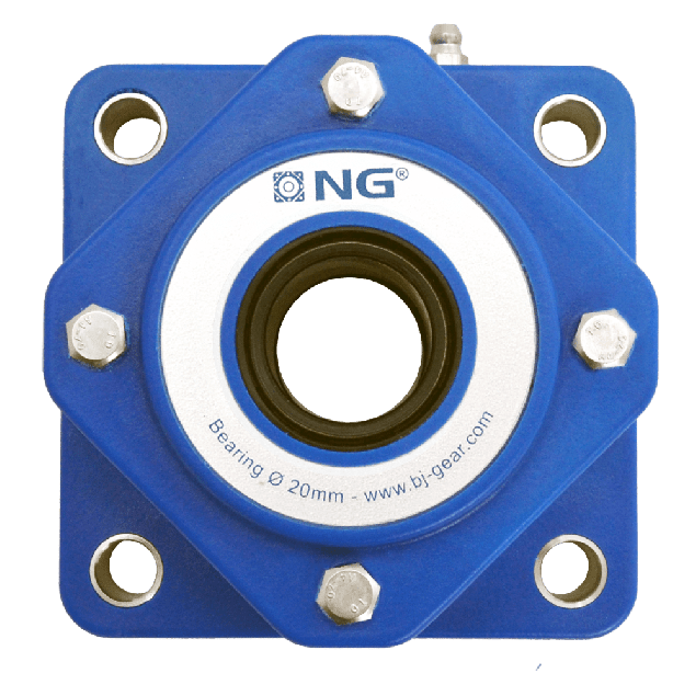 NG waterproof flange bearing F4 Ø20, 4-bolt, open cover, blue