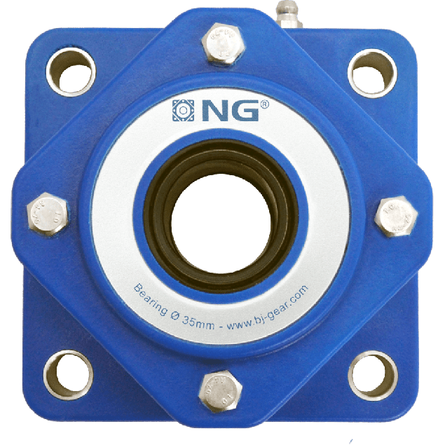 NG waterproof flange bearing F4 Ø35 4 bolt, open, blue
