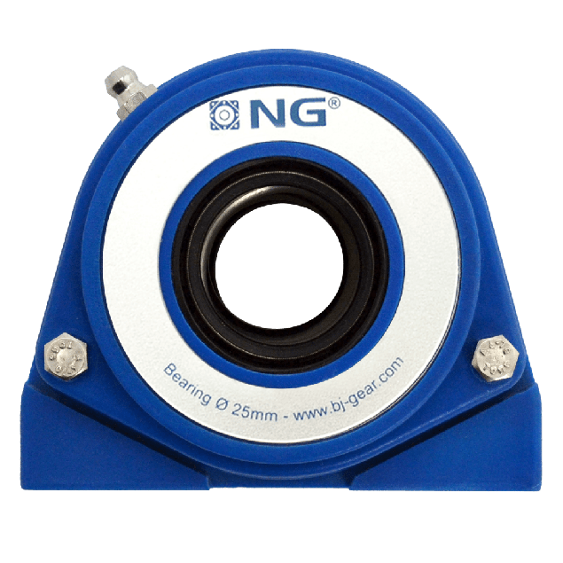 NG waterproof pillow block bearing with thread S2 Ø25, 2-bolt, open cover, blue