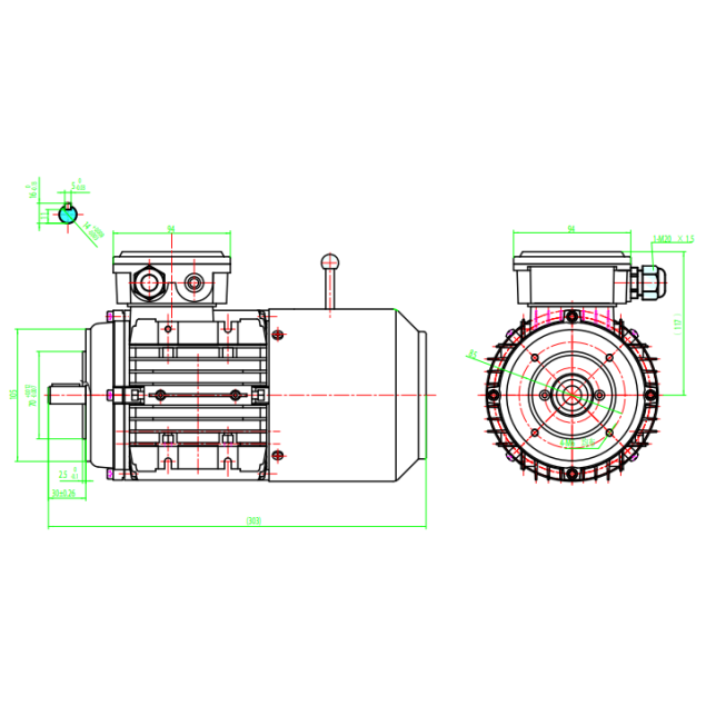 Busck AC brake motor T3AB90S-6, 0.75kW, 950RPM, 230/400V, 50Hz, aluminium