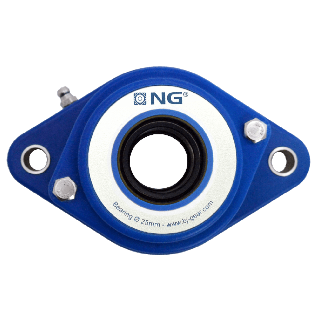 NG vandtæt flangeleje F2 Ø25, 2-huls, åbent dæksel, blå
