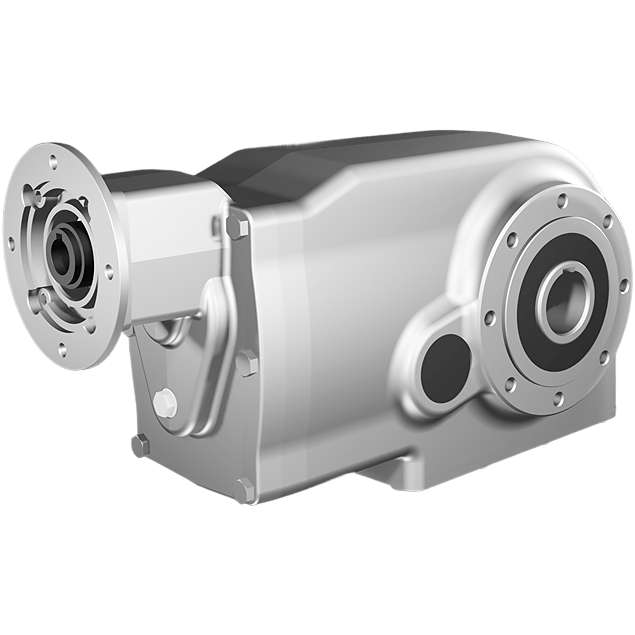 Clean-Geartech X74N, helical bevel gear Ø40H7 hollow shaft, 152,21:1, input 80B14, V5, stainless steel