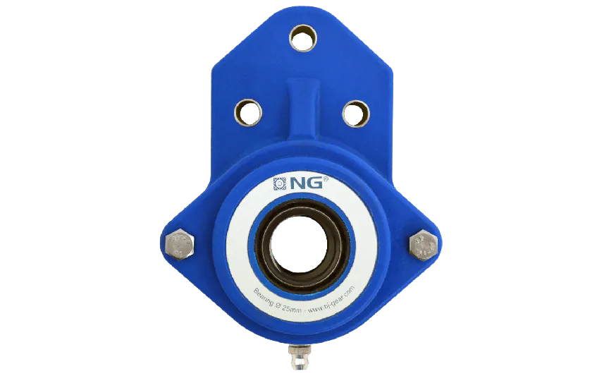 NG wasserdicht Flanschlager F3 Ø20, 3-Loch, offener Deckel, blau