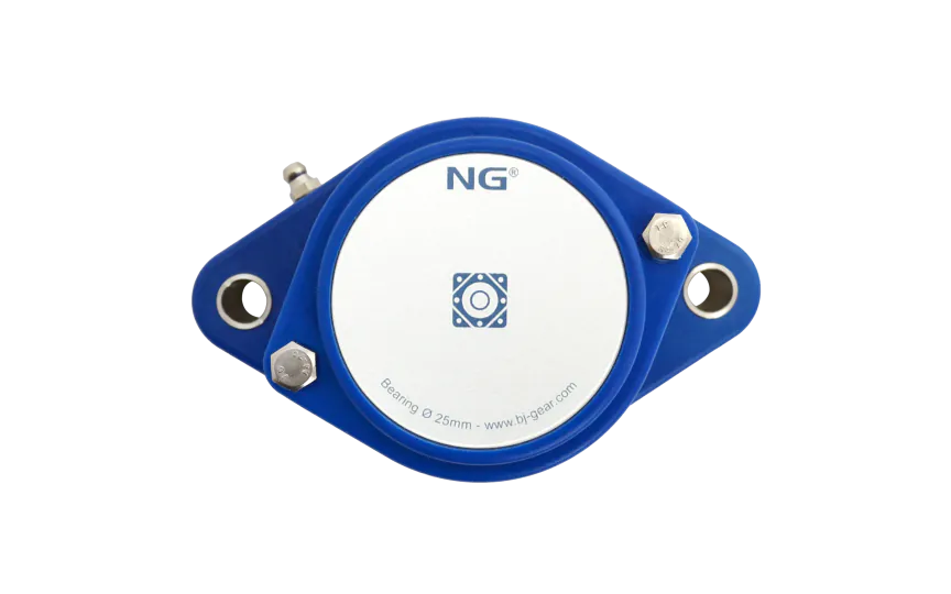 NG wasserdicht Flanschlager F2 Ø25, 2-Loch, geschlossen Deckel, blau