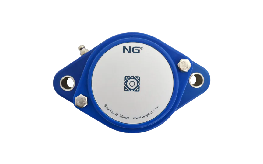 NG waterproof flange bearing F2 Ø30, 2-bolt, closed cover, blue